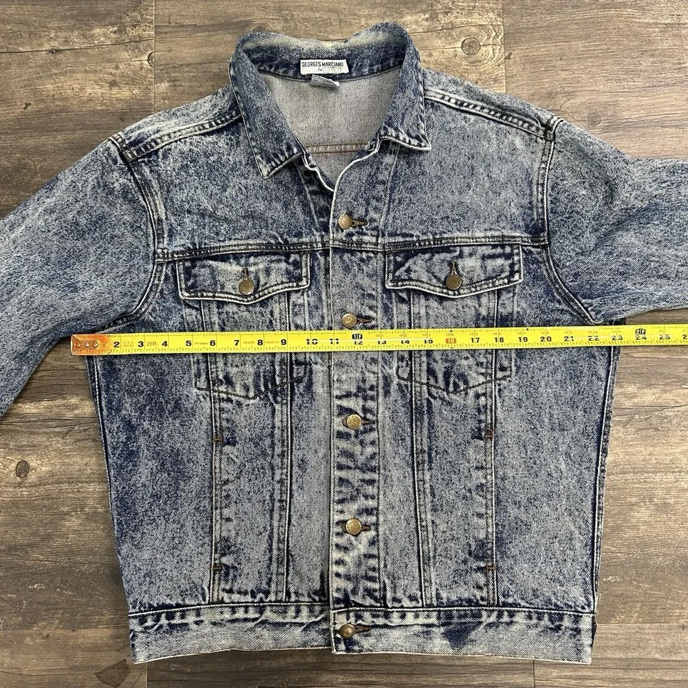 Vintage Georges Marciano‎ Guess Denim Trucker Button Jacket Size Medium USA ACID